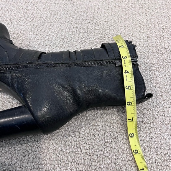 Matiko Leather Lace Up Platform Heeled Boots Punk Gothic Side Zip Black Size 8.5 - Picture 11 of 17